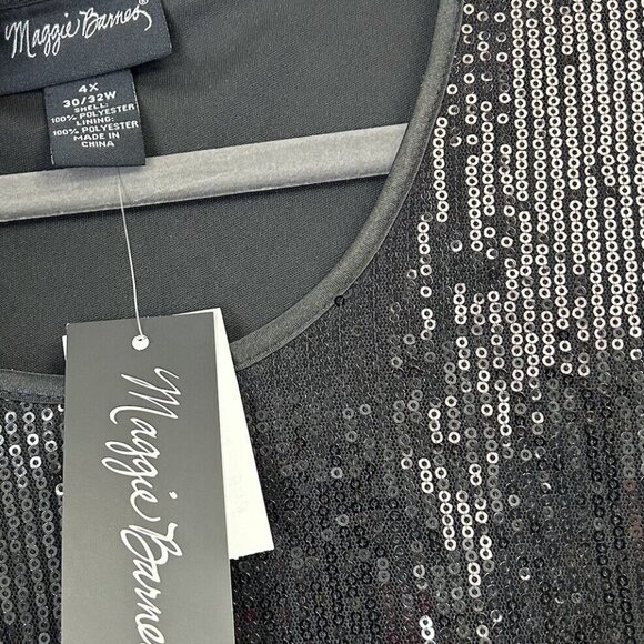 NEW Maggie Barnes Black Sequin Top Womens Size 4X Dressy Party - Picture 6 of 9